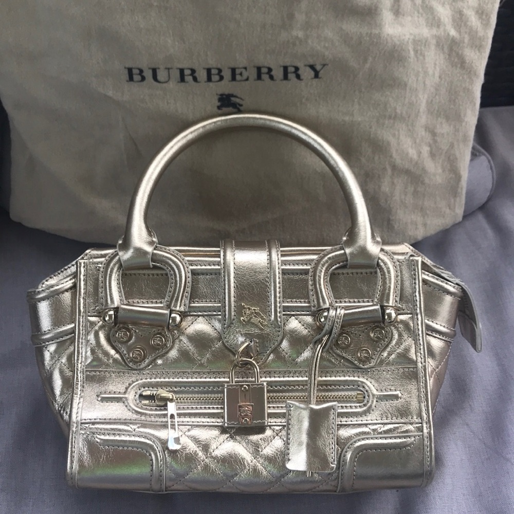 burberry manor metallic gold leather